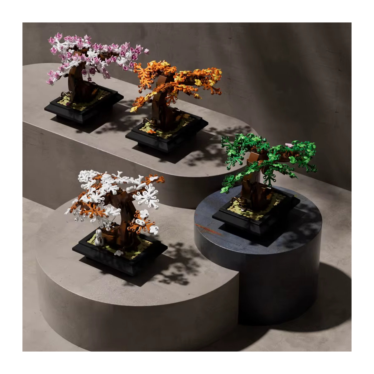 GOBRICKS MOC Bonsai Baum Bausteine Set Vier Jahreszeiten Blumen Topfpflanze DIY Botanisches Spielzeug für Erwachsene, Mehrfarbig - Bild 3