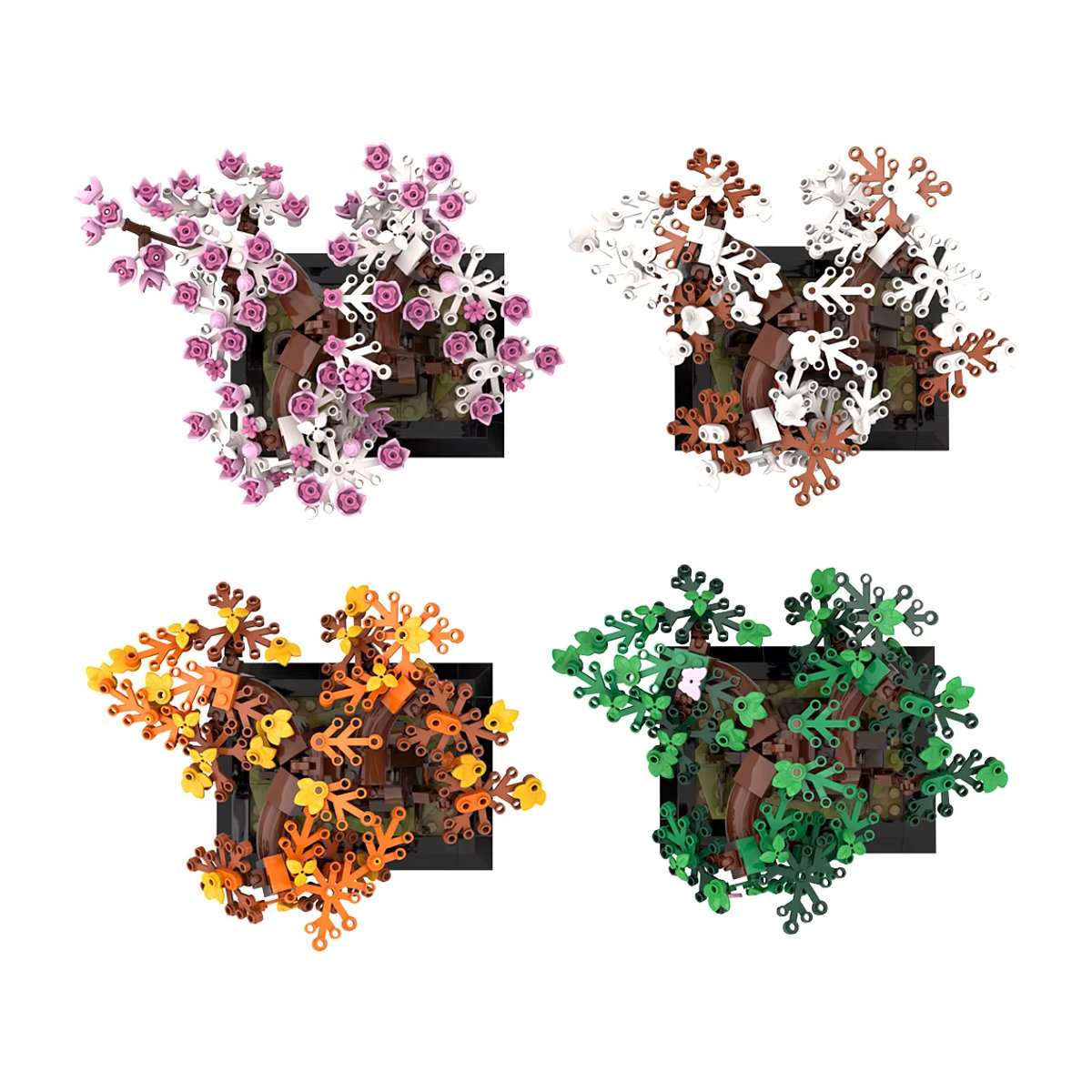 GOBRICKS MOC Bonsai Baum Bausteine Set Vier Jahreszeiten Blumen Topfpflanze DIY Botanisches Spielzeug für Erwachsene, Mehrfarbig - Bild 4