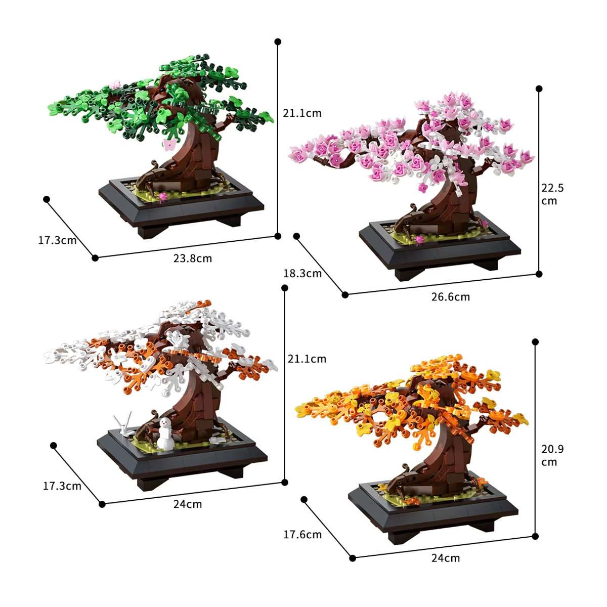 GOBRICKS MOC Bonsai Baum Bausteine Set Vier Jahreszeiten Blumen Topfpflanze DIY Botanisches Spielzeug für Erwachsene, Mehrfarbig - Bild 5