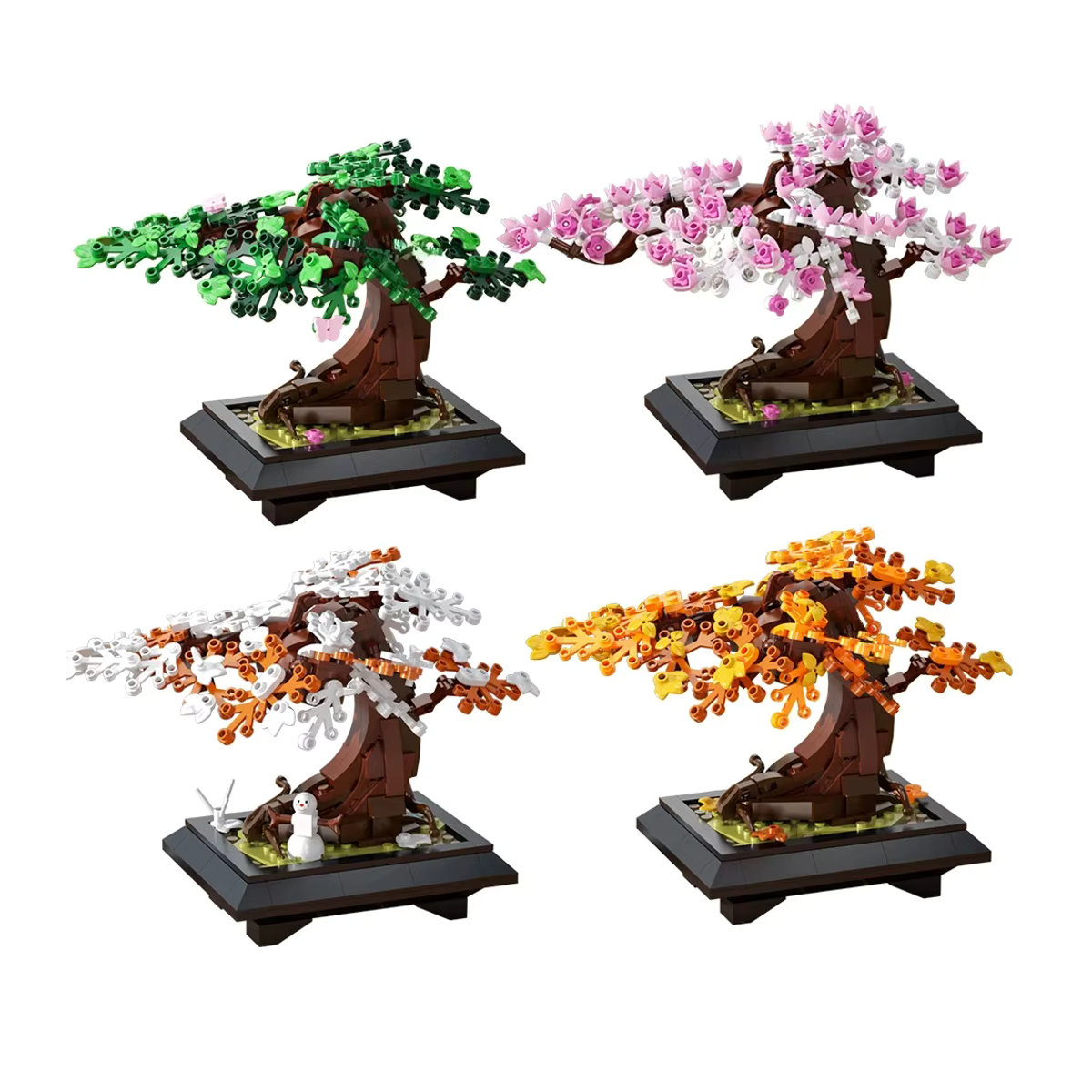 GOBRICKS MOC Bonsai Baum Bausteine Set Vier Jahreszeiten Blumen Topfpflanze DIY Botanisches Spielzeug für Erwachsene, Mehrfarbig - Bild 7