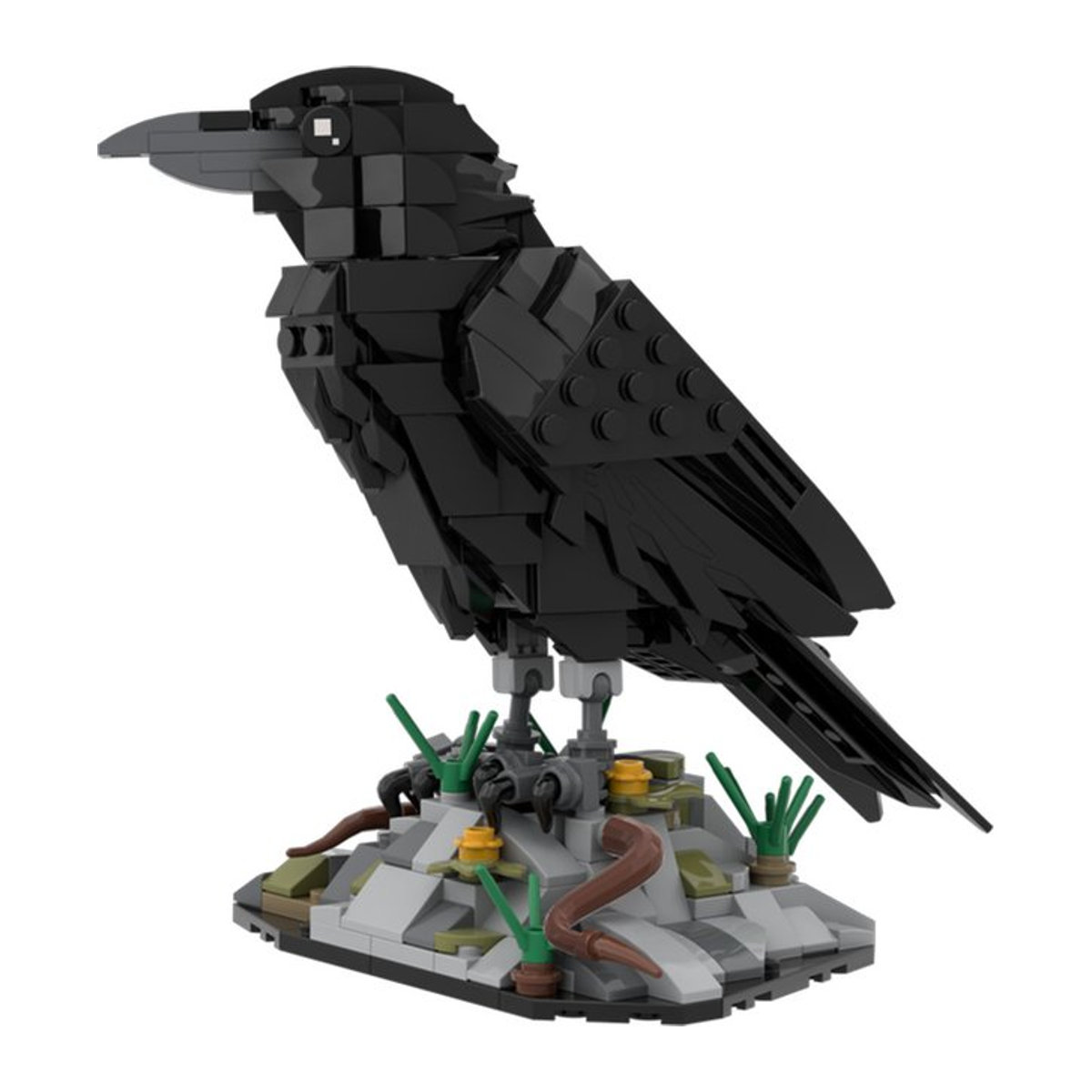 GOBRICKS MOC Raben-Modell Baustein-Set, Schwarzer Vogel 3D Dekoration aus Kunststoff, STEM-Spielzeug für Erwachsene - Bild 1