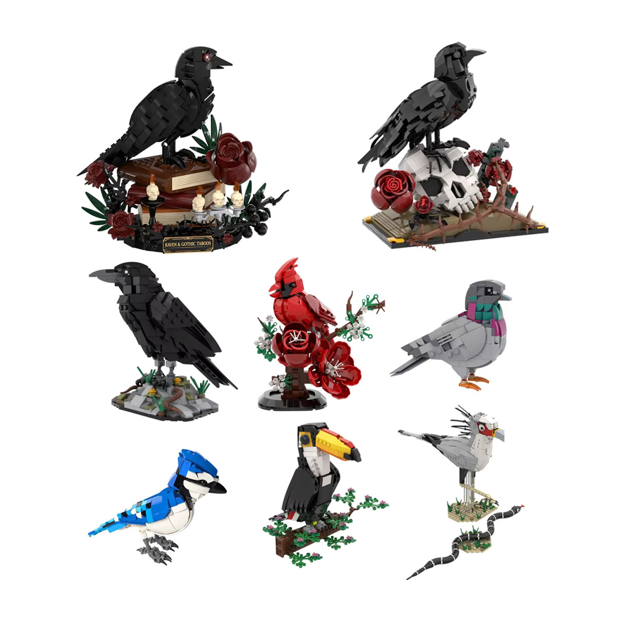 GOBRICKS MOC Raben-Modell Baustein-Set, Schwarzer Vogel 3D Dekoration aus Kunststoff, STEM-Spielzeug für Erwachsene - Bild 4