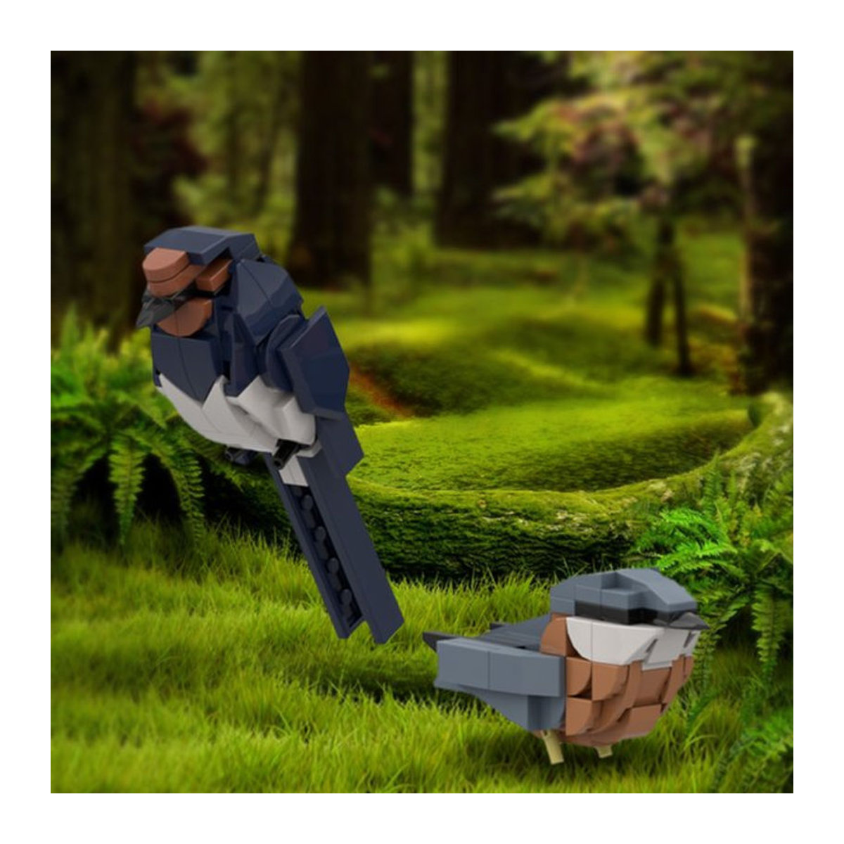 GOBRICKS Modellbau Set Moc Scheune mit Schwalbe und eurasischem Kleiber, mehrfarbige Dekoration aus Kunststoff - Bild 1