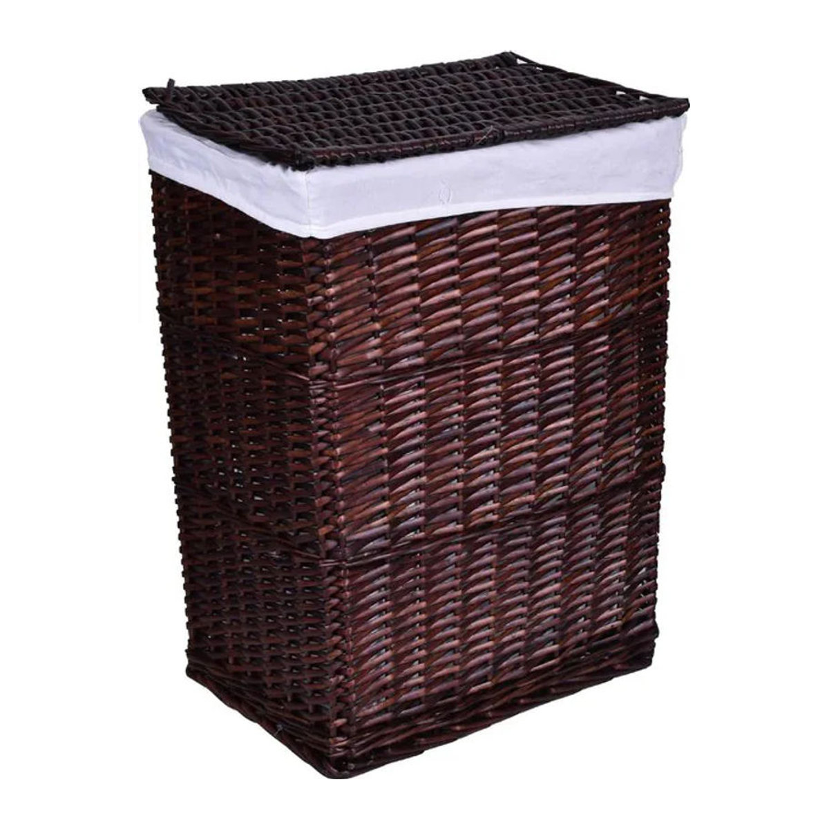 Gockowiak Wäschekorb aus Rattan und Textil in Braun, rechteckig, 72 Liter - Bild 1