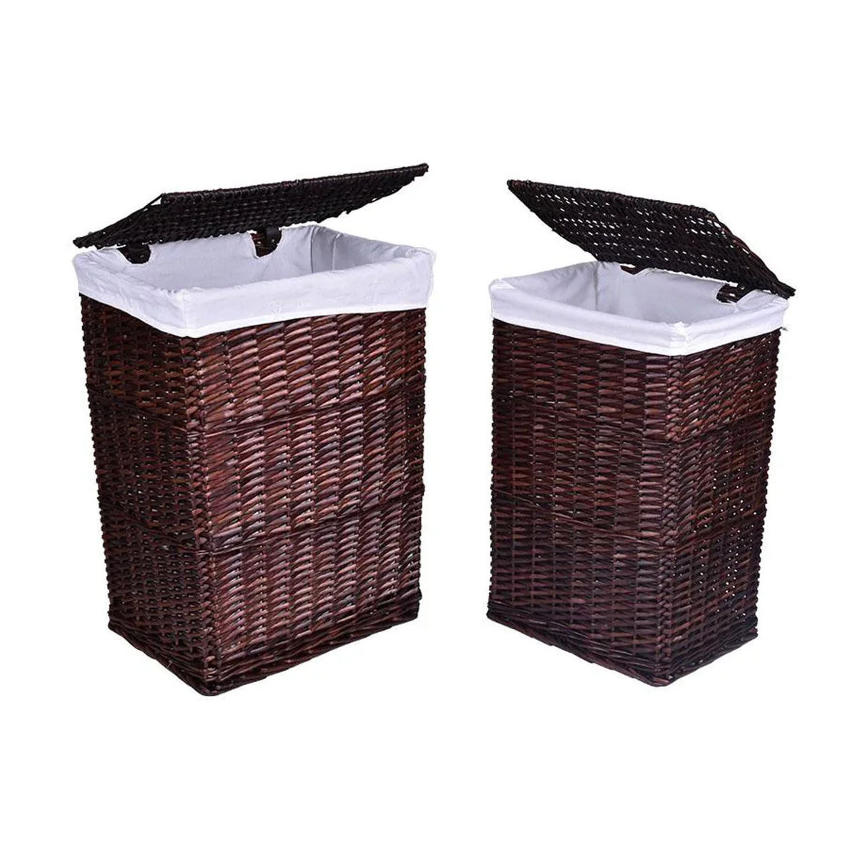 Gockowiak Wäschekorb aus Rattan und Textil in Braun, rechteckig, 72 Liter - Bild 2