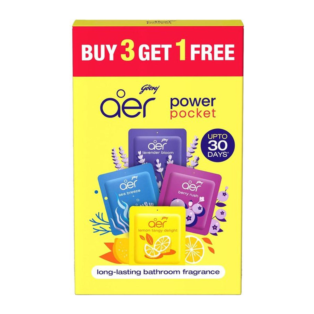 Godrej Aer Power Pocket Badezimmererfrischer 4er-Pack mehrfarbig hängend aus Kunststoff - Bild 1
