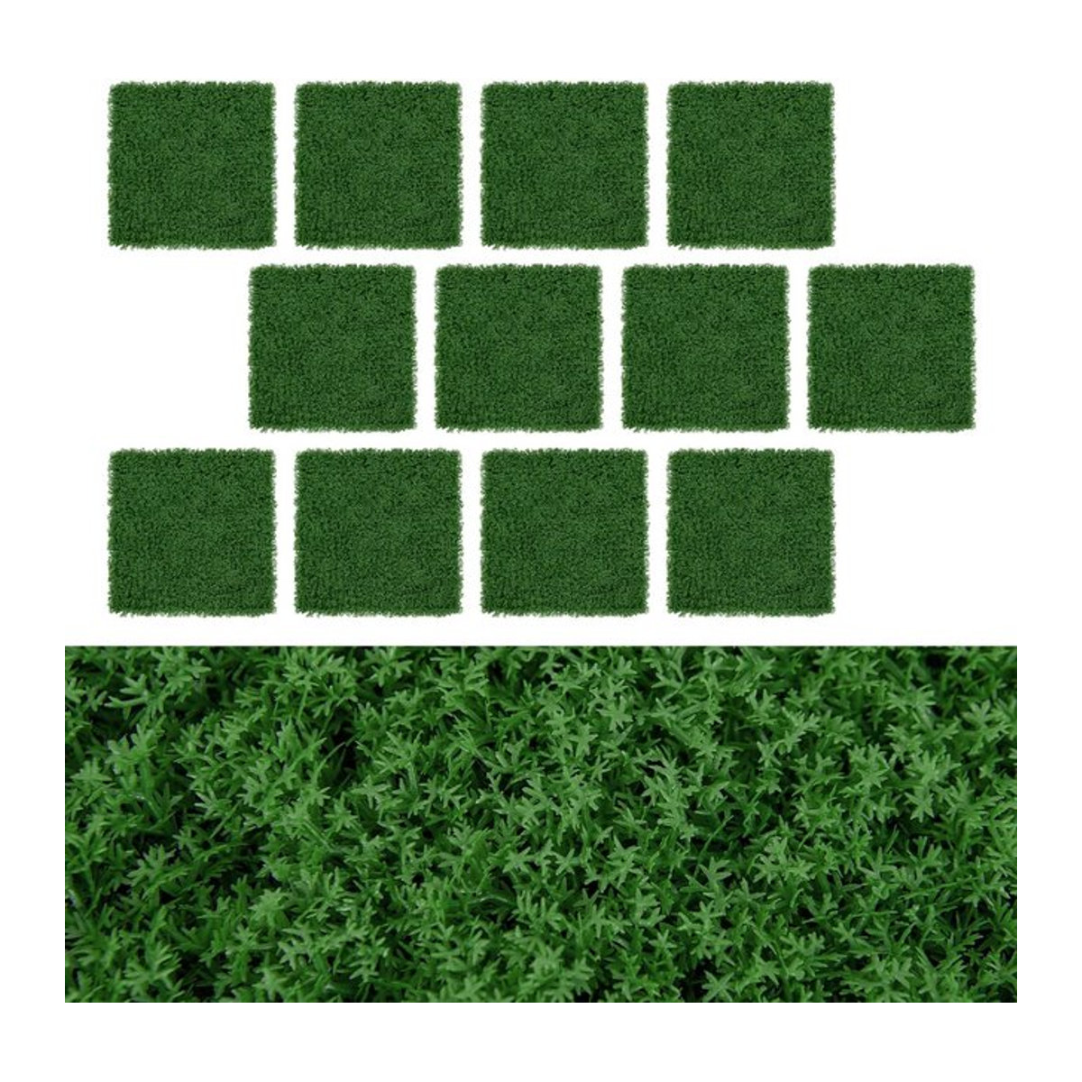 GOFLAME 12er Set künstliche Mooswand in Grün, ineinandergreifende Sichtschutzhecke für Garten, Balkon und Zuhause, B/T/H: 50,5 x 50,5 x 50,5 cm - Bild 1