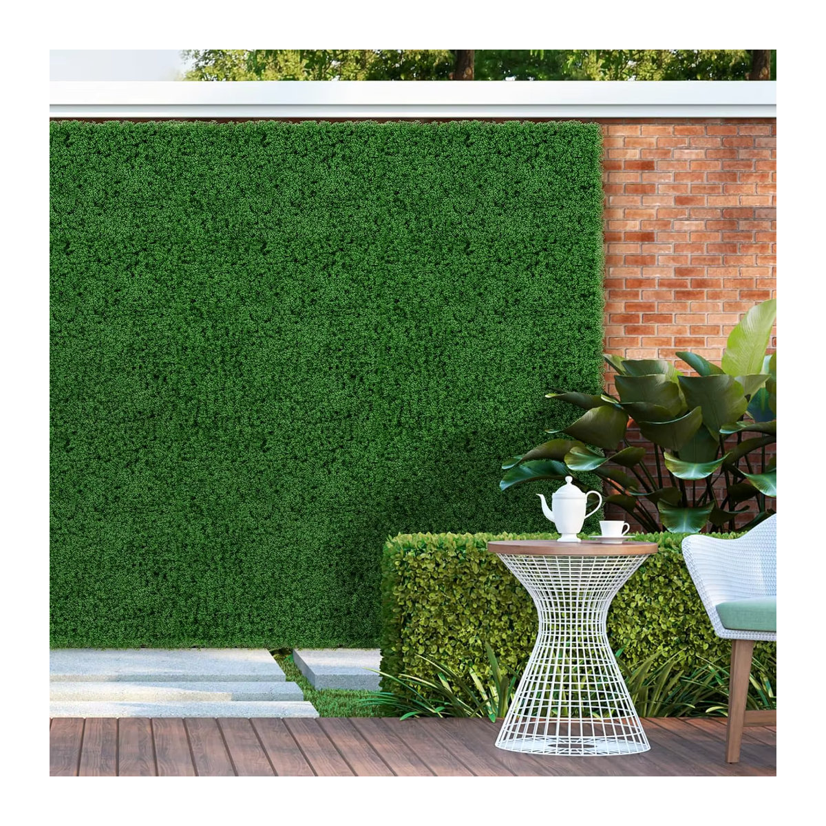 GOFLAME 12er Set künstliche Mooswand in Grün, ineinandergreifende Sichtschutzhecke für Garten, Balkon und Zuhause, B/T/H: 50,5 x 50,5 x 50,5 cm - Bild 3