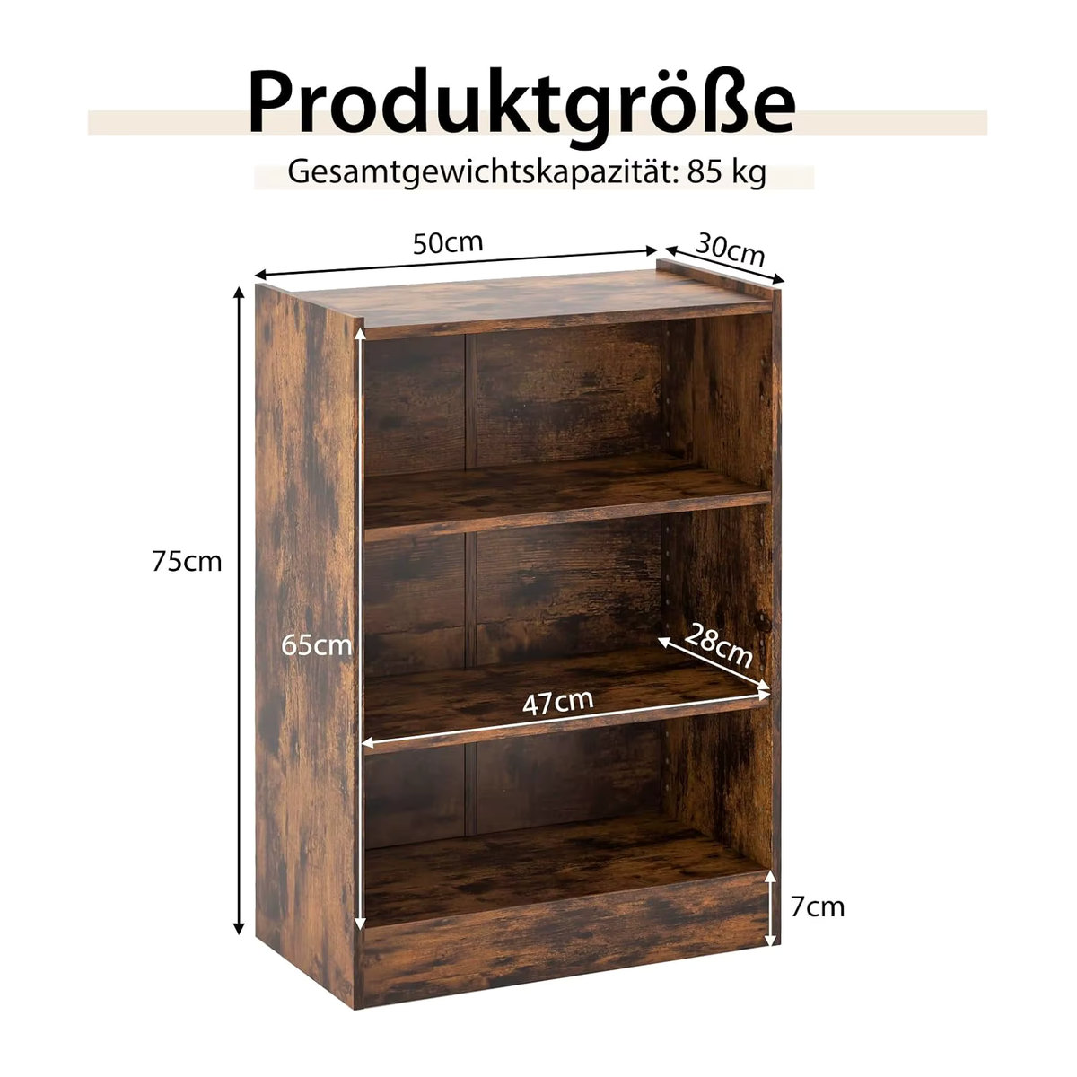 GOFLAME Bücherregal in Braun im Industrial Design mit verstellbaren Regalen aus Holzwerkstoff - Bild 4