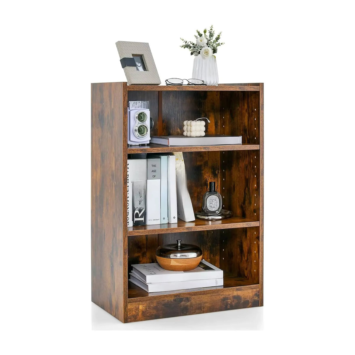 GOFLAME Bücherregal in Braun im Industrial Design mit verstellbaren Regalen aus Holzwerkstoff - Bild 7