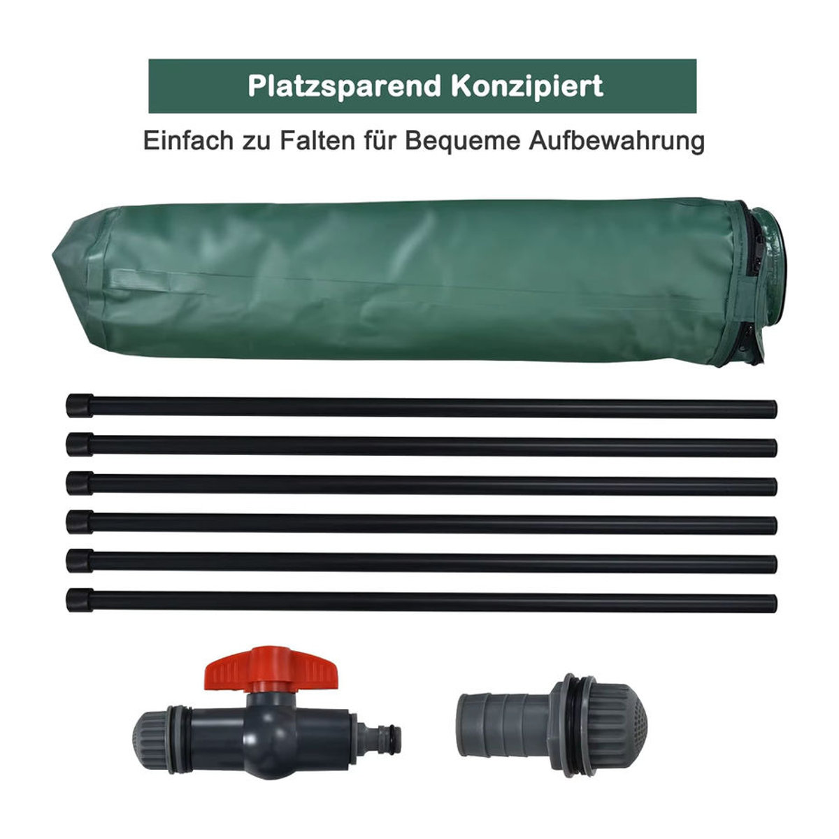 GOFLAME Faltbarer Regenfass mit Überlaufventil, 225l Regentank aus PVC, B/T/H: 60 x 60 x 80 cm - Bild 3