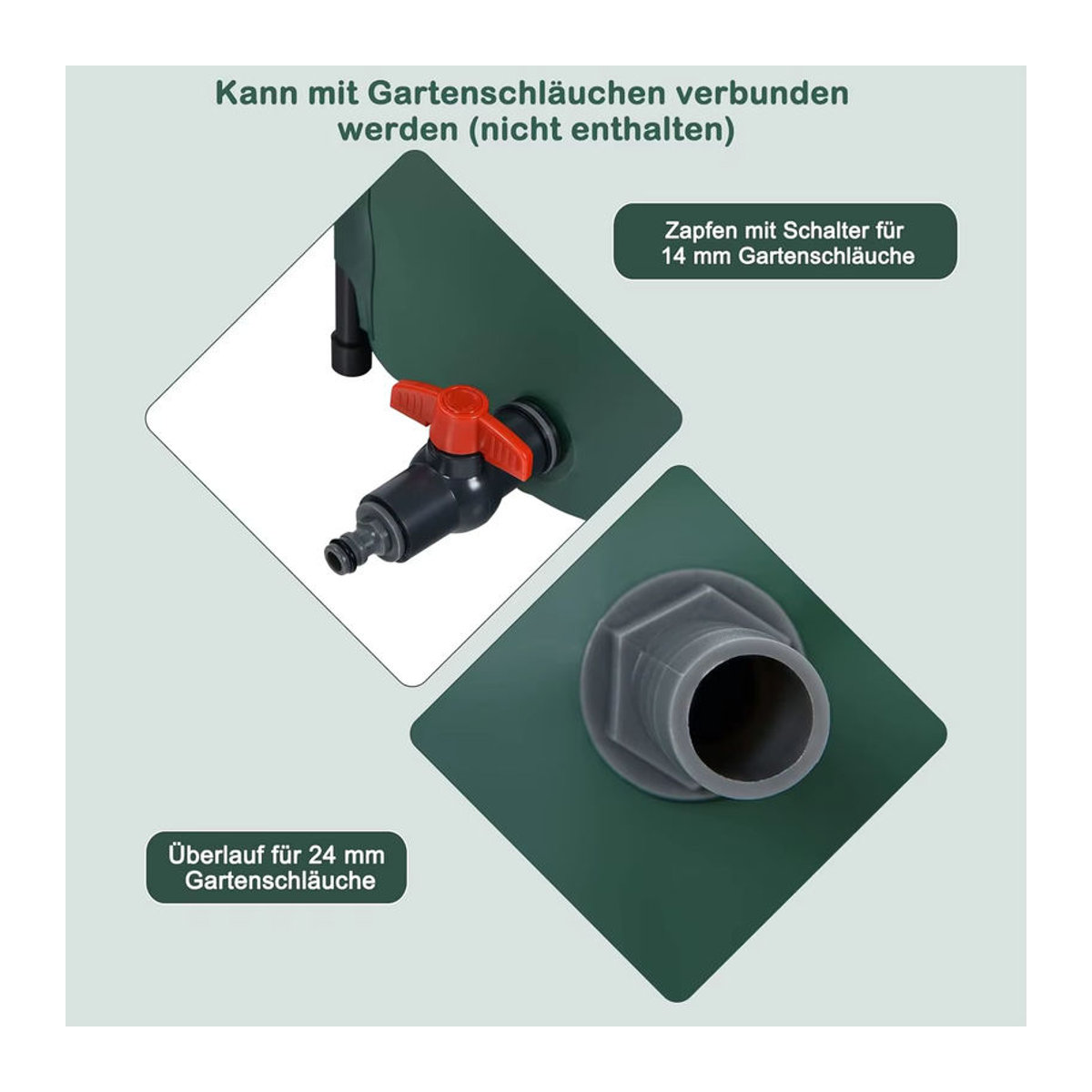 GOFLAME Faltbarer Regenfass mit Überlaufventil, 225l Regentank aus PVC, B/T/H: 60 x 60 x 80 cm - Bild 4