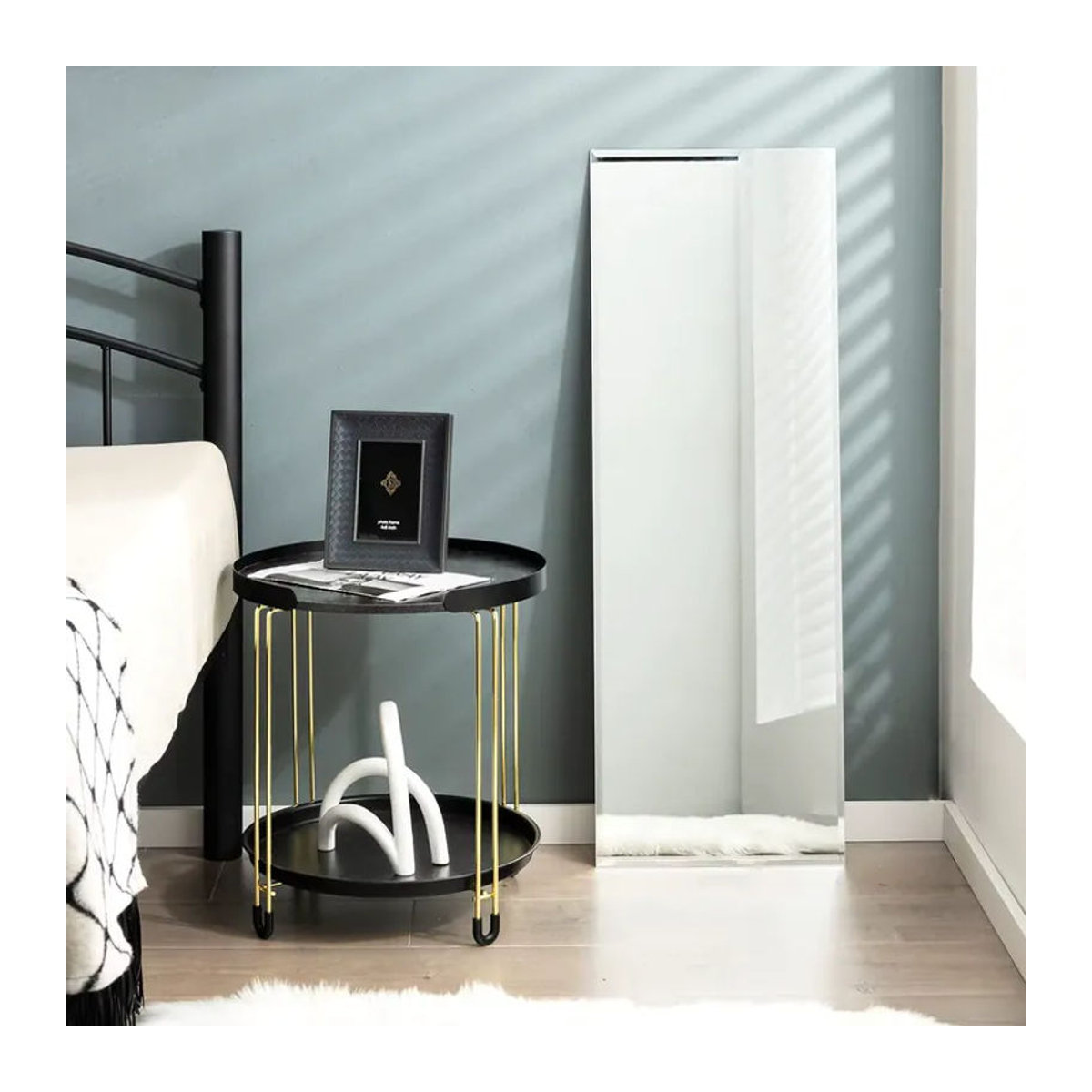 GOFLAME Ganzkörper-Wandspiegel Rahmenlos in Weiß, Rechteckiger Hängespiegel für Schlafzimmer und Wohnzimmer, Höhe: 110 cm, Breite: 38 cm - Bild 3