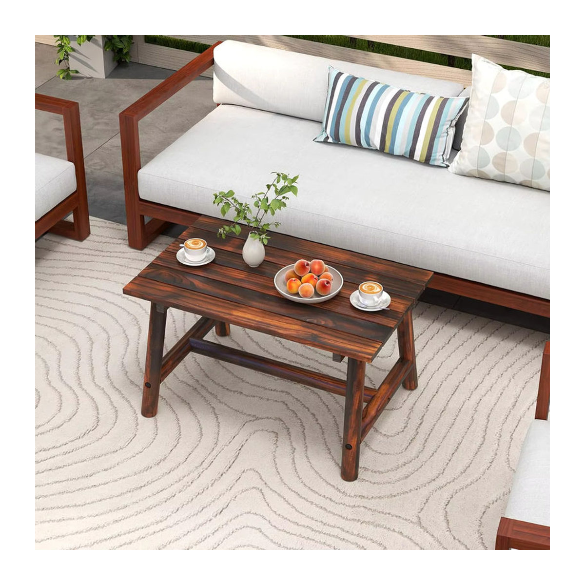 GOFLAME Gartentisch aus Massivholz in Braun im klassischen Design für Garten, Terrasse oder Balkon - Bild 3