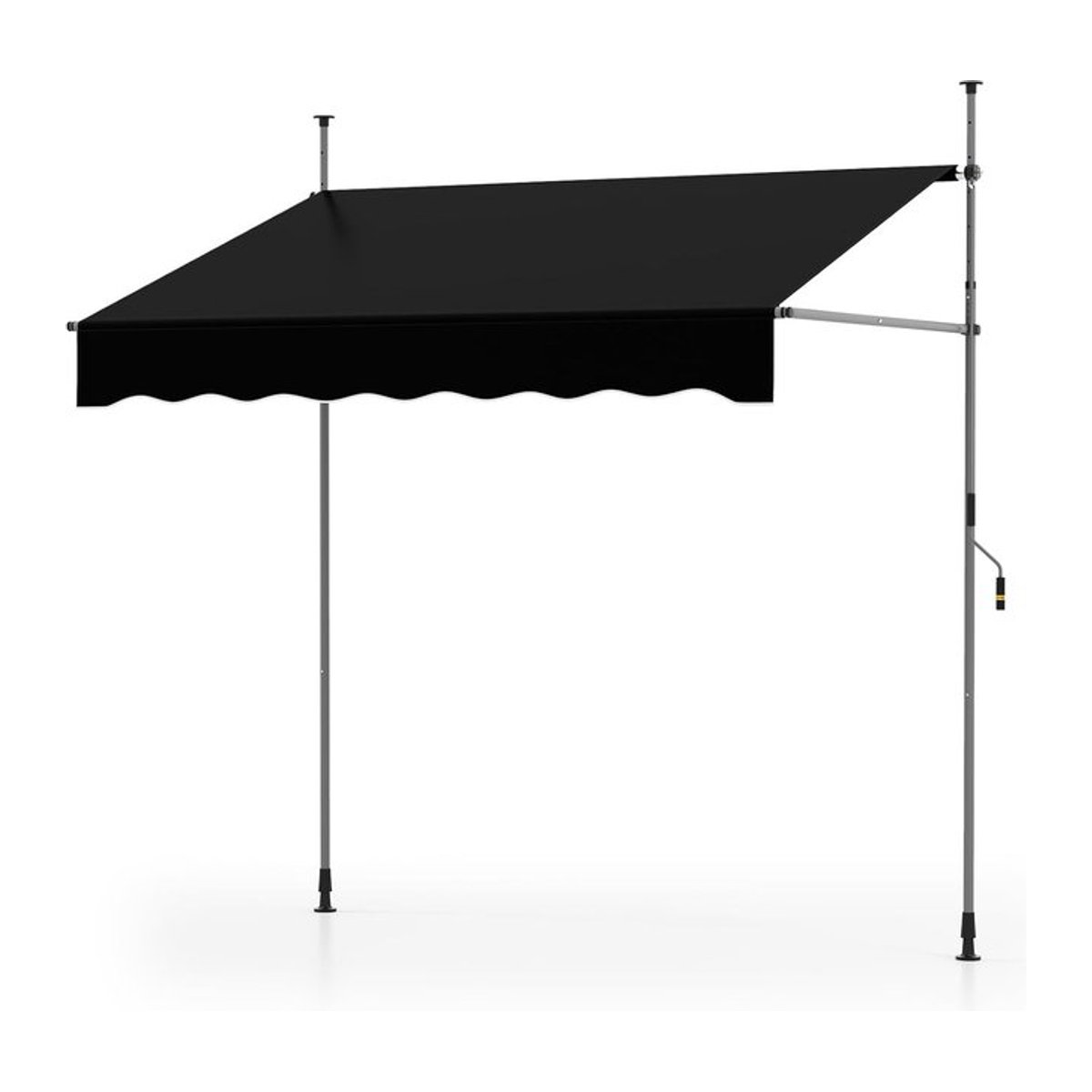 GOFLAME Klemmmarkise ohne Bohren mit Handkurbel, höhenverstellbar und UV-beständig, Schwarz, Breite: 200 cm - Bild 1