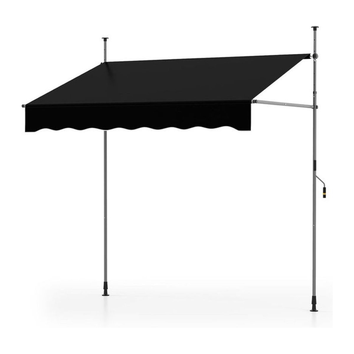 GOFLAME Klemmmarkise ohne Bohren mit Handkurbel, höhenverstellbarer Sonnenschutz aus Polyester, Schwarz, Breite: 250 cm - Bild 1