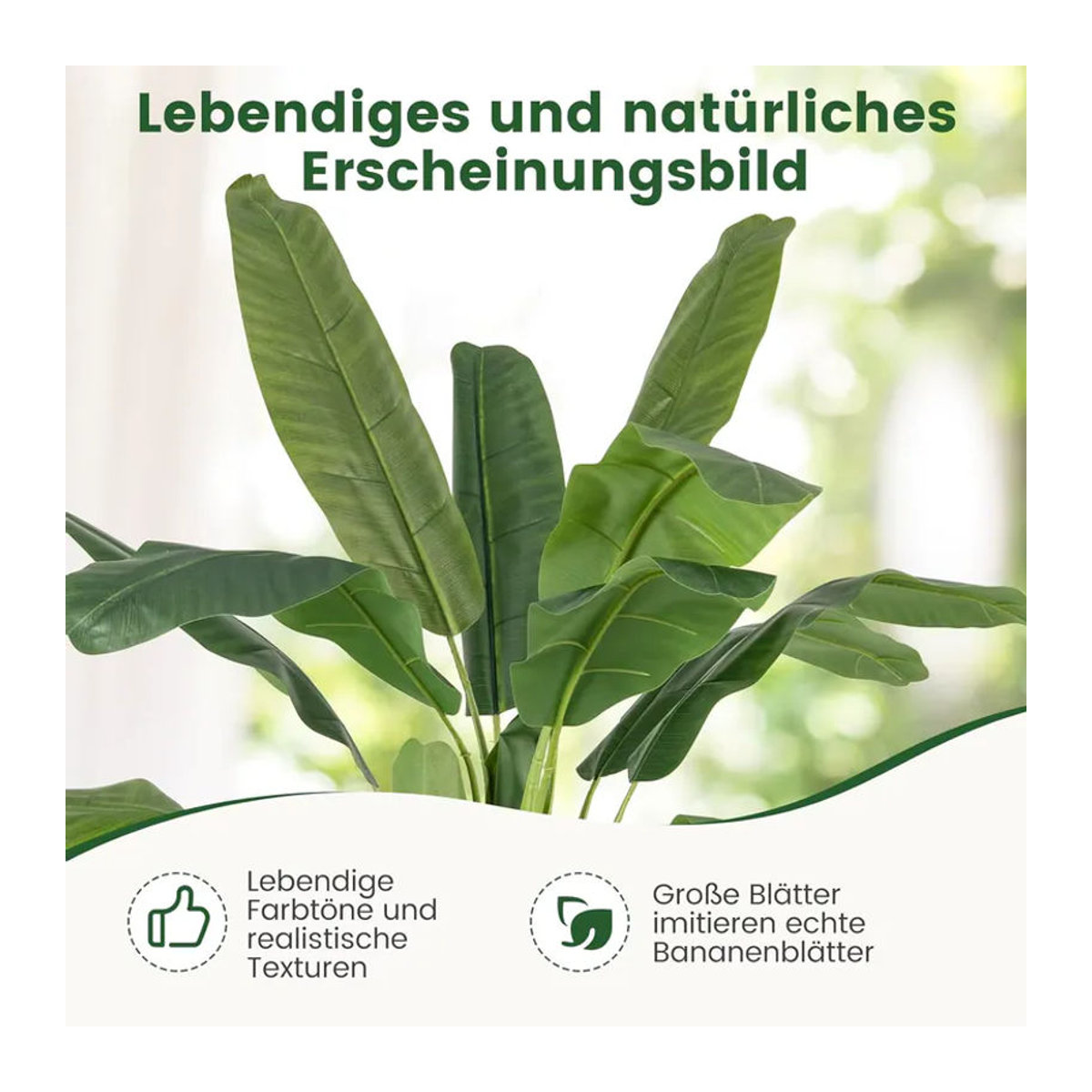 GOFLAME Künstliche Palme als tropische Paradiesvogelpflanze in Grün mit Topf, Höhe: 160 cm - Bild 4