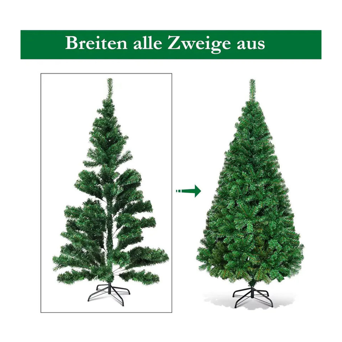 GOFLAME Künstlicher Weihnachtsbaum in Grün mit Metallständer, Höhe: 180 cm - Bild 4
