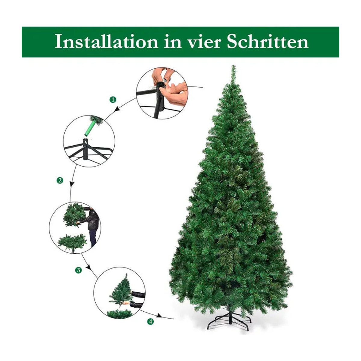 GOFLAME Künstlicher Weihnachtsbaum in Grün mit Metallständer, Höhe: 180 cm - Bild 5