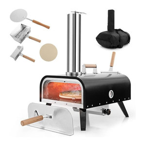 GOFLAME Tragbarer Pizzaofen aus Edelstahl mit Pizzastein, Pizzaschaufel, Thermometer, faltbaren Beinen und Tragetasche