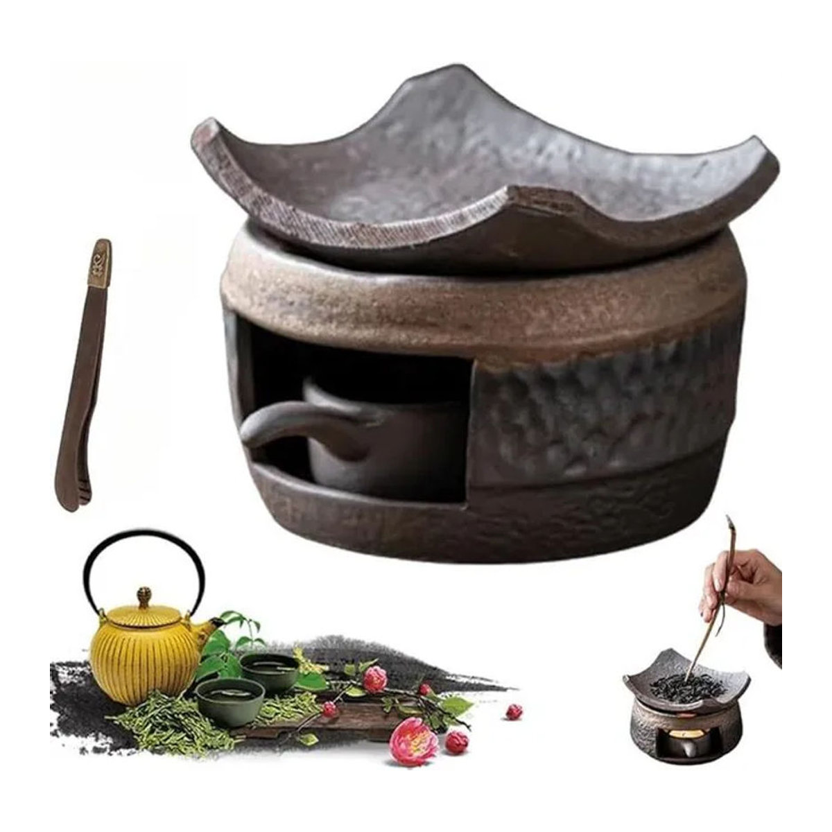 GoGirls Zeder und Zen Aromatherapie-Brenner aus Keramik in Braun mit Teelicht-Funktion - Bild 1