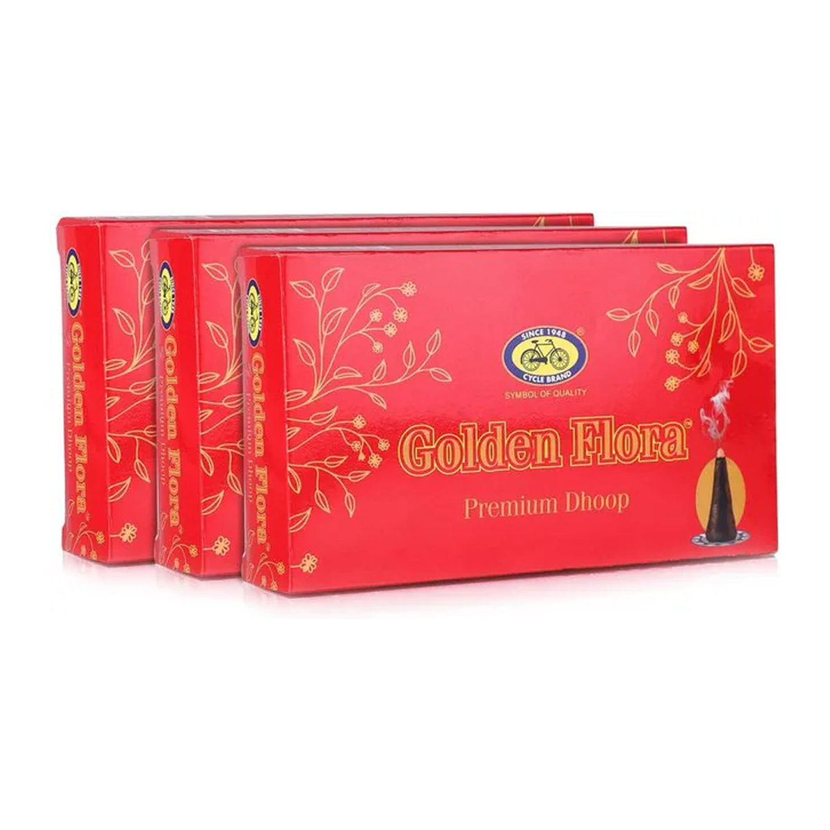 Golden Flora Wet Dhoop Aromatische Weiche Räucherkegel Rot, 3er-Pack (120g) - Bild 1