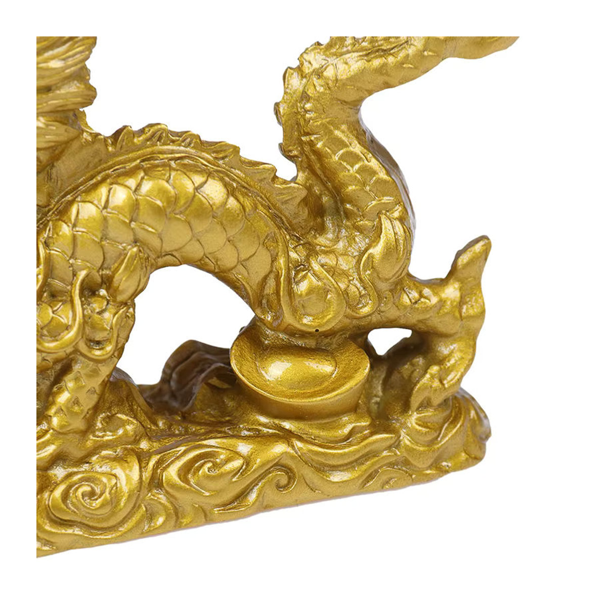 Goldene Drachen-Statue aus Kunstharz als orientalische Dekofigur für deinen Schreibtisch - Bild 2