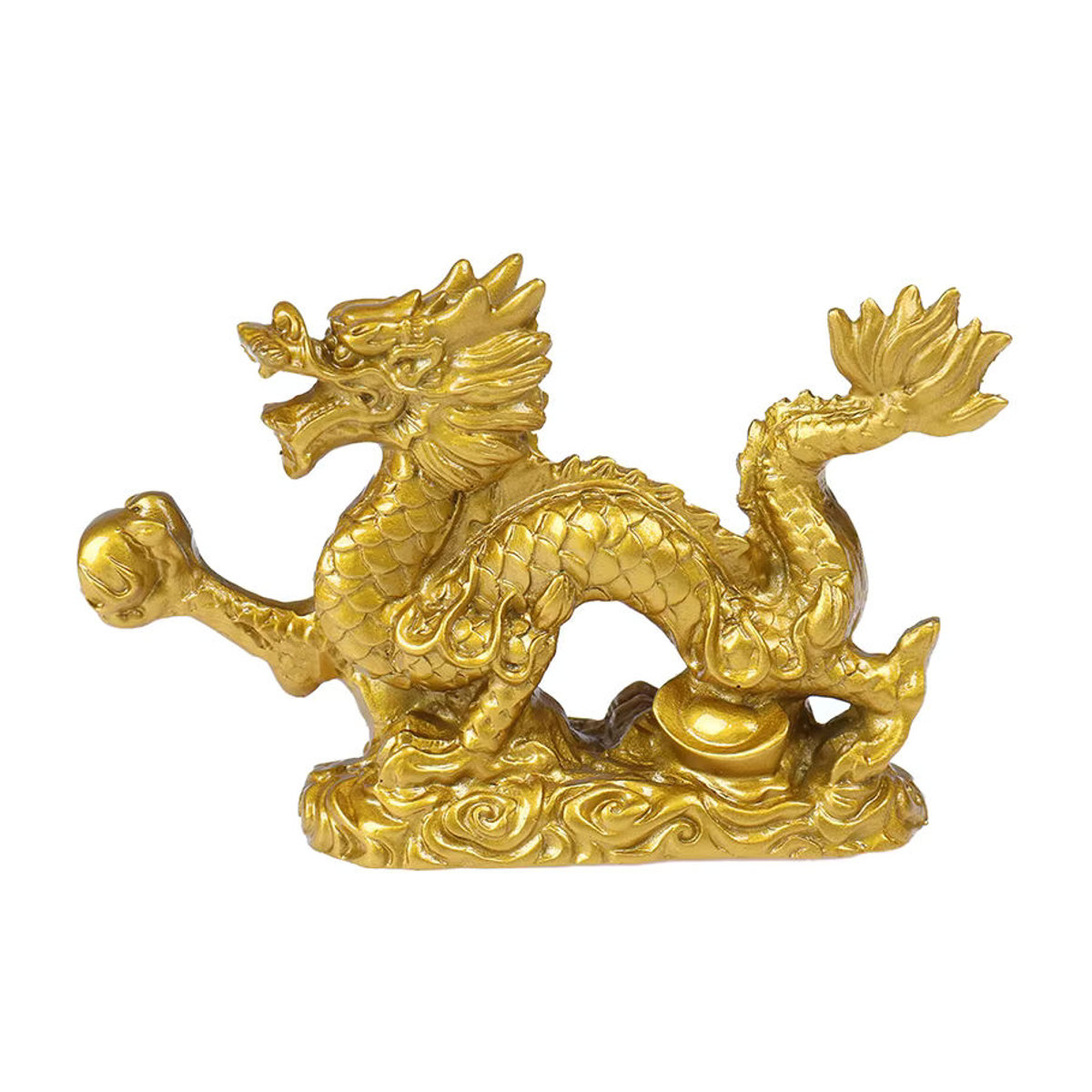 Goldene Drachen-Statue aus Kunstharz als orientalische Dekofigur für deinen Schreibtisch - Bild 4
