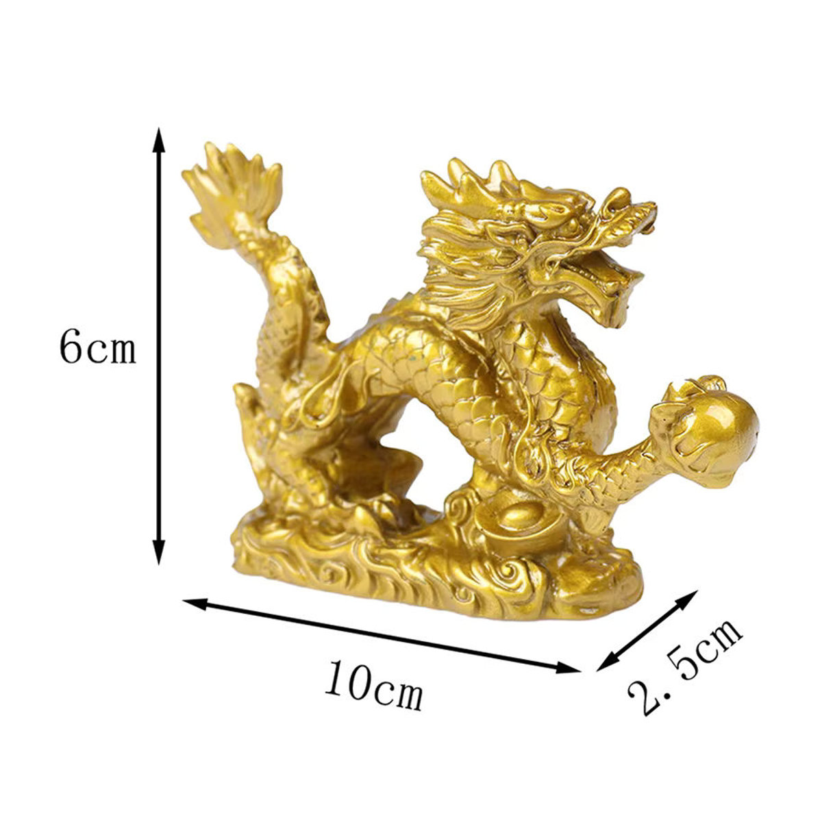 Goldene Drachen-Statue aus Kunstharz als orientalische Dekofigur für deinen Schreibtisch - Bild 5