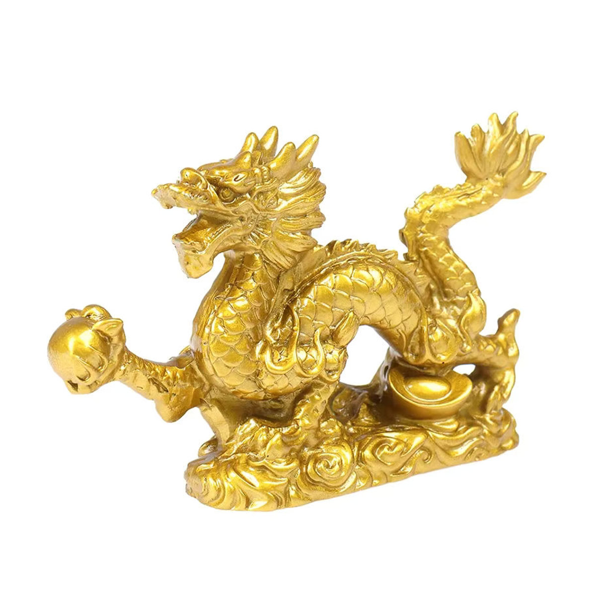 Goldene Drachen-Statue aus Kunstharz als orientalische Dekofigur für deinen Schreibtisch - Bild 7