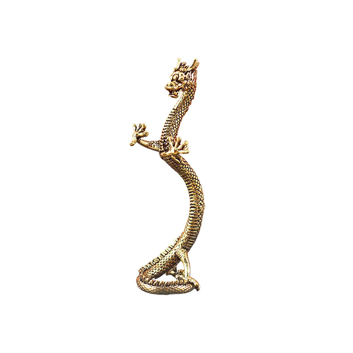 Goldene Drachenstatue aus Messing als orientalische Dekoration für dein Zuhause oder Büro - Bild 3