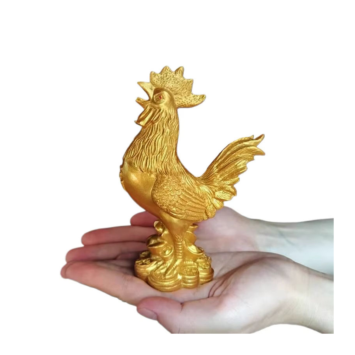 Goldene Hahn Dekoration aus Kunstharz als Glücksbringer Statue für dein Wohnzimmer - Bild 4
