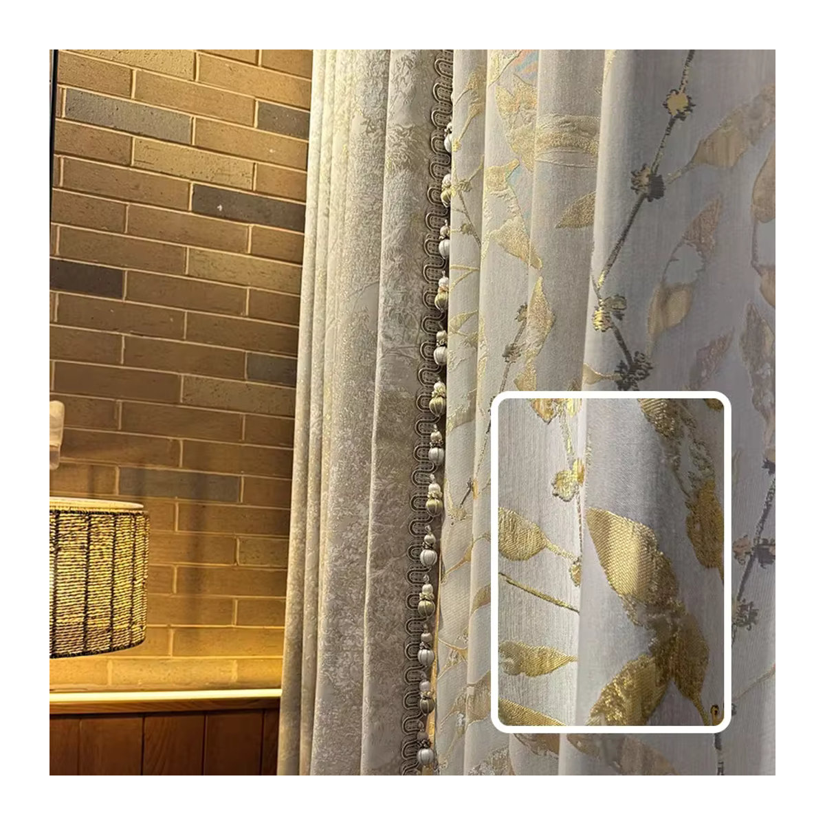Goldene Jacquard-Vorhänge mit Tier-Motiv und Golddraht-Effekt für Wohnzimmer und Schlafzimmer - Bild 5