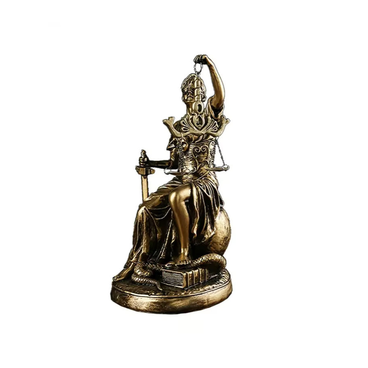 Goldene Justitia Statue im Retro-Stil als dekorative Buchstütze aus Kunstharz - Bild 2