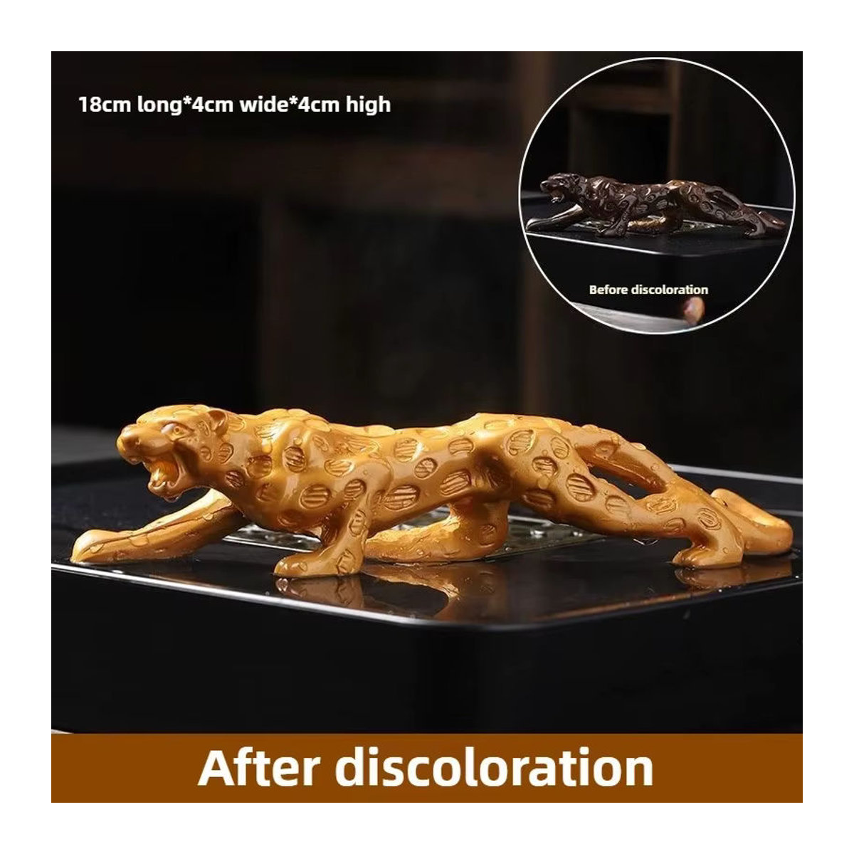 Goldene Leoparden-Teehaustierfigur als dekorative Tierfigur für Teezeremonien und Armaturenbretter - Bild 5