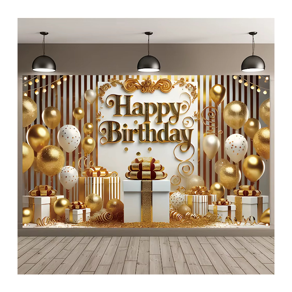Goldener Geburtstag Party Hintergrund mit Sternen und Buchstaben als Banner für Erwachsene - Bild 2