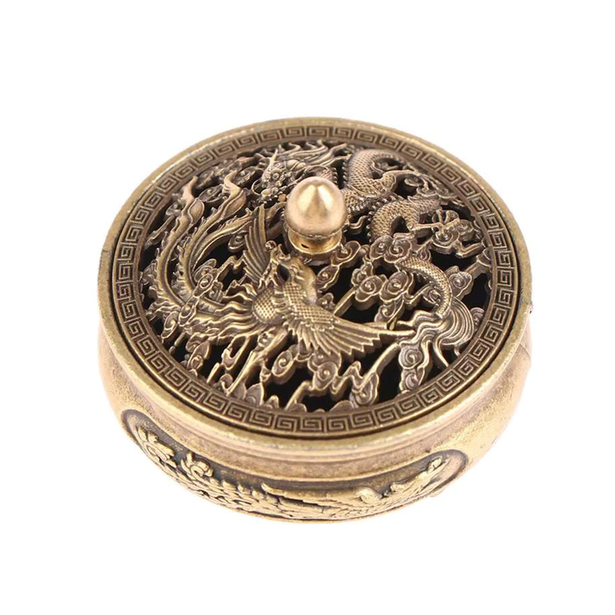 Goldener Weihrauchbrenner aus Metall mit abnehmbarem Deckel im orientalischen Design als dekoratives Ornament für Yoga und Wohnräume - Bild 2