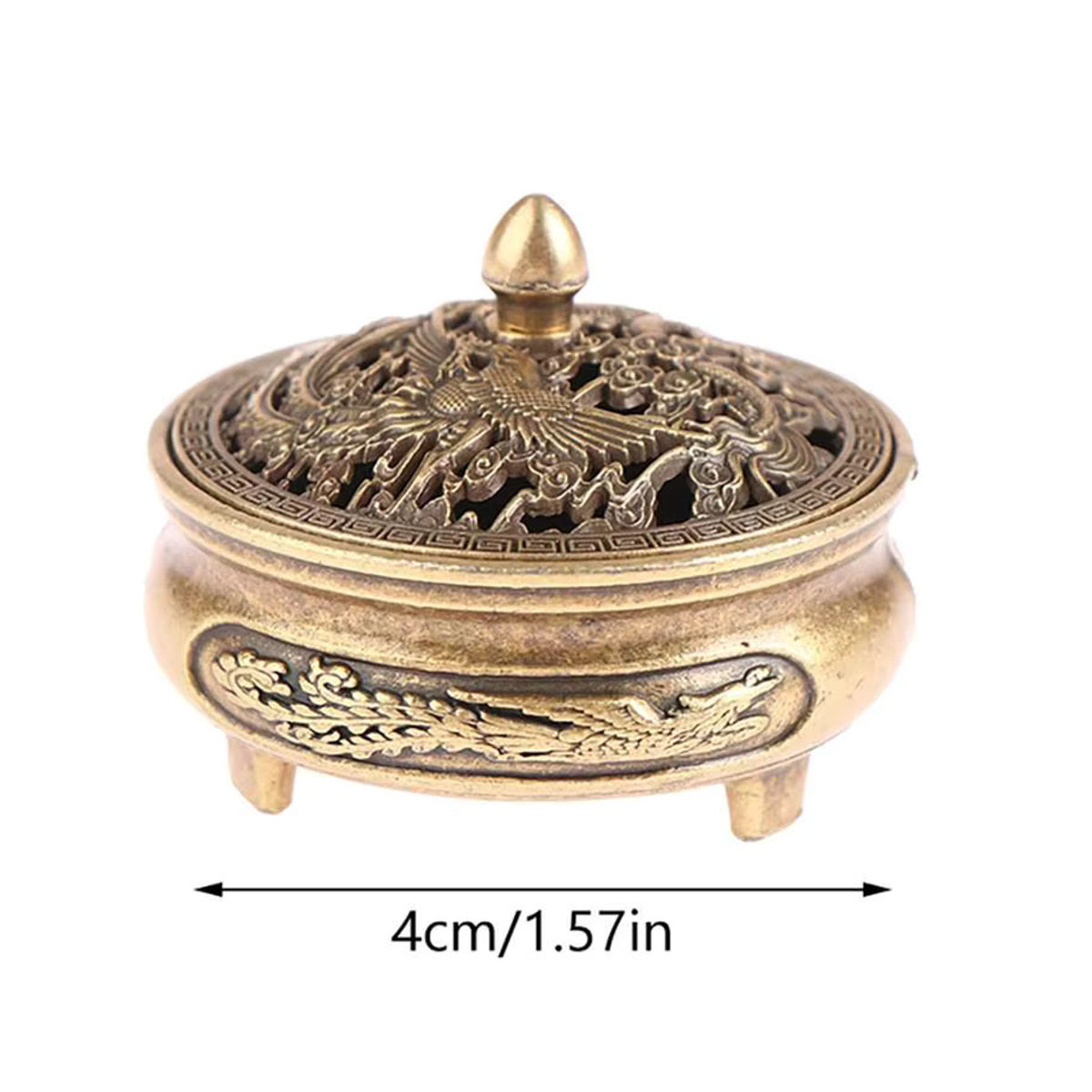 Goldener Weihrauchbrenner aus Metall mit abnehmbarem Deckel im orientalischen Design als dekoratives Ornament für Yoga und Wohnräume - Bild 6