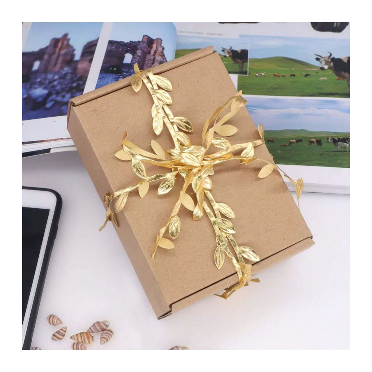 Goldenes Blattband mit Weinblatt-Design für DIY-Dekorationen, Hochzeiten und Weihnachten, 10 Meter - Bild 2