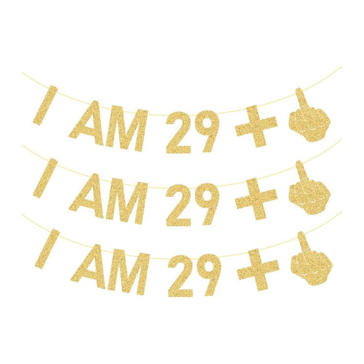 Goldenes Glitzer-Papierbanner I AM 29+1 zur Geburtstagdekoration für Erwachsene - Bild 1