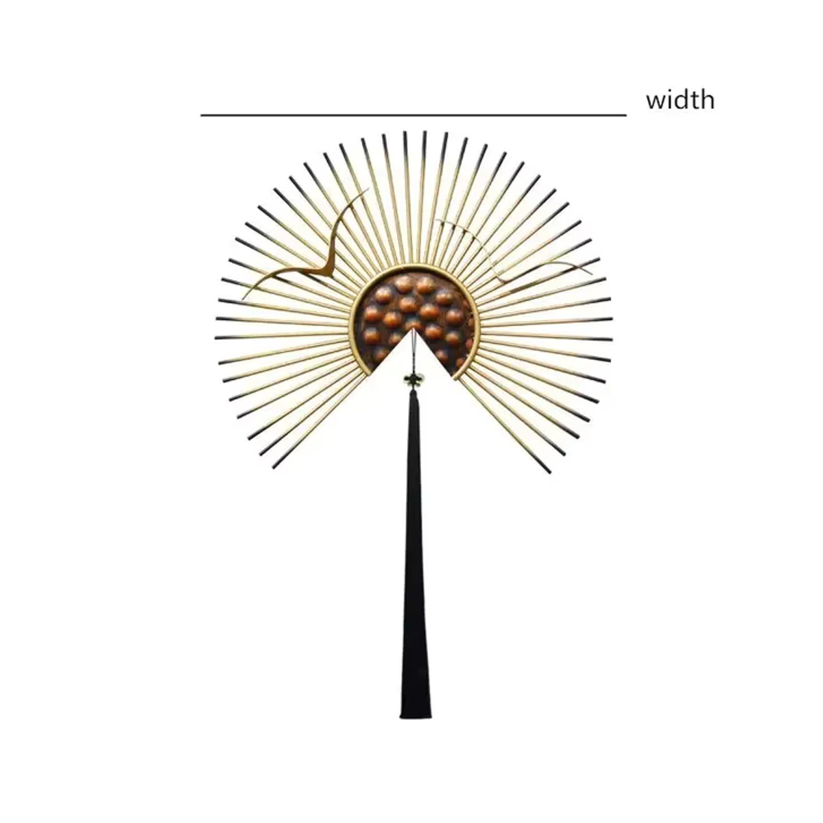 Goldenes Wandbild aus Schmiedeeisen im chinesischen Stil als fächerförmiges Wandornament für dein Wohnzimmer oder Hotel - Bild 6