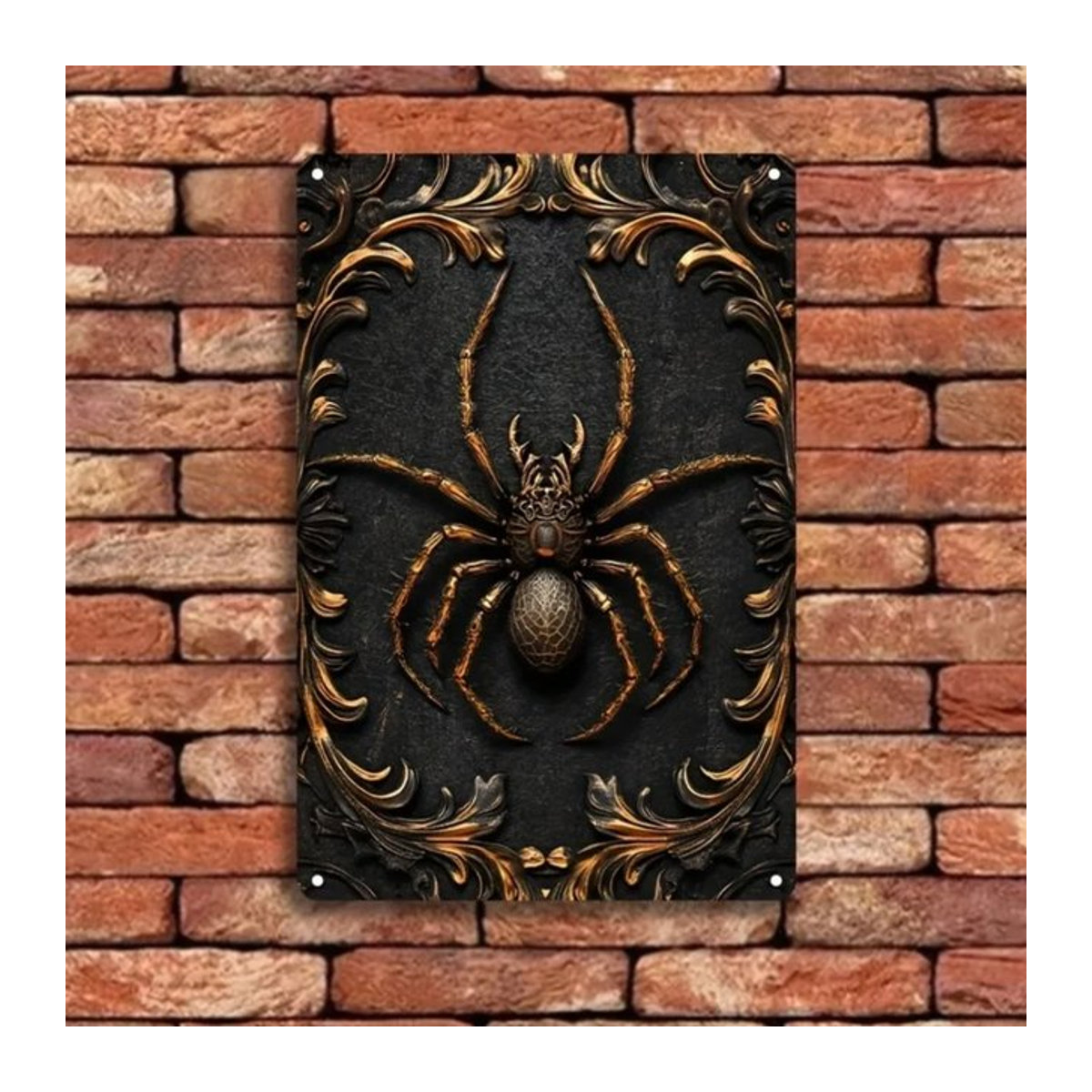 GoldenSpiderCo 3D Golden Spider Schild Vintage Aluminium Wandbehang in Gold, B/H: 30 x 30 cm - Bild 1