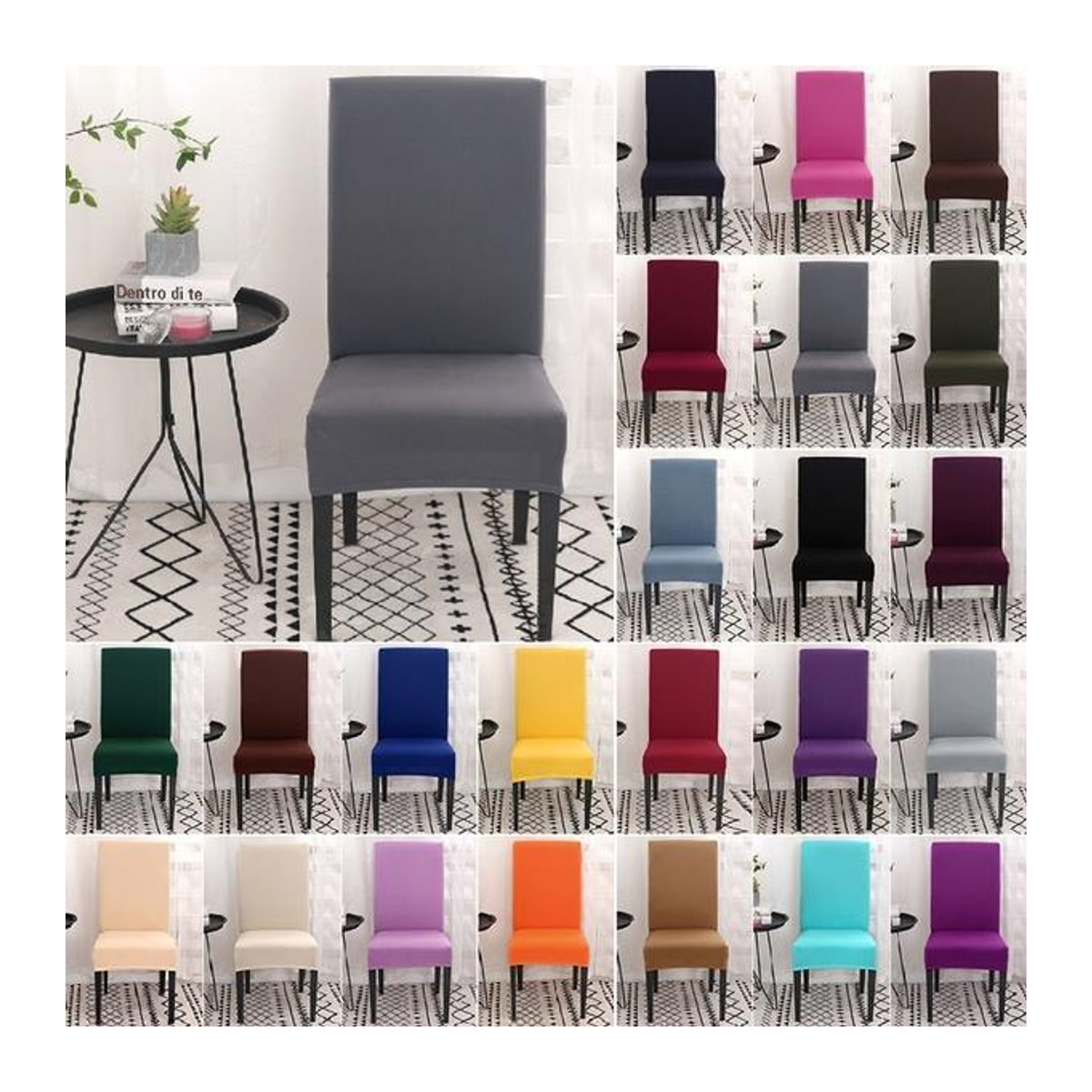 GoModern Stuhlbezug aus elastischem Spandex für Esszimmer und Bankette, 2er-Set, Himmelblau - Bild 4