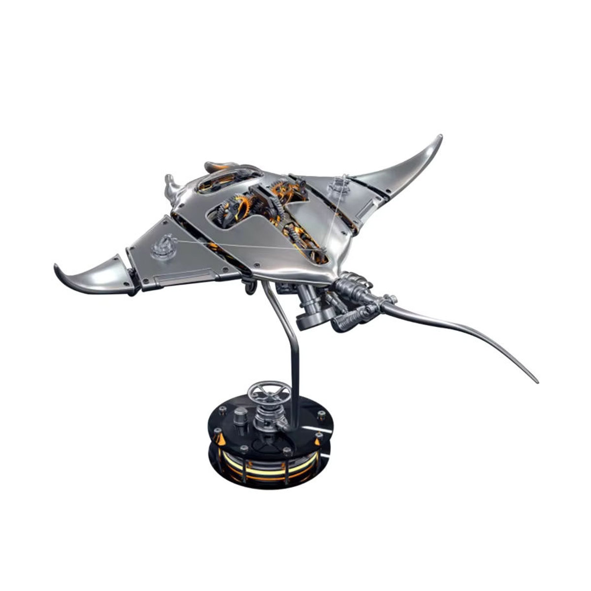 Goni Mechanischer Manta Rochen aus Metall in Silber als handgefertigtes Deko-Ornament - Bild 4