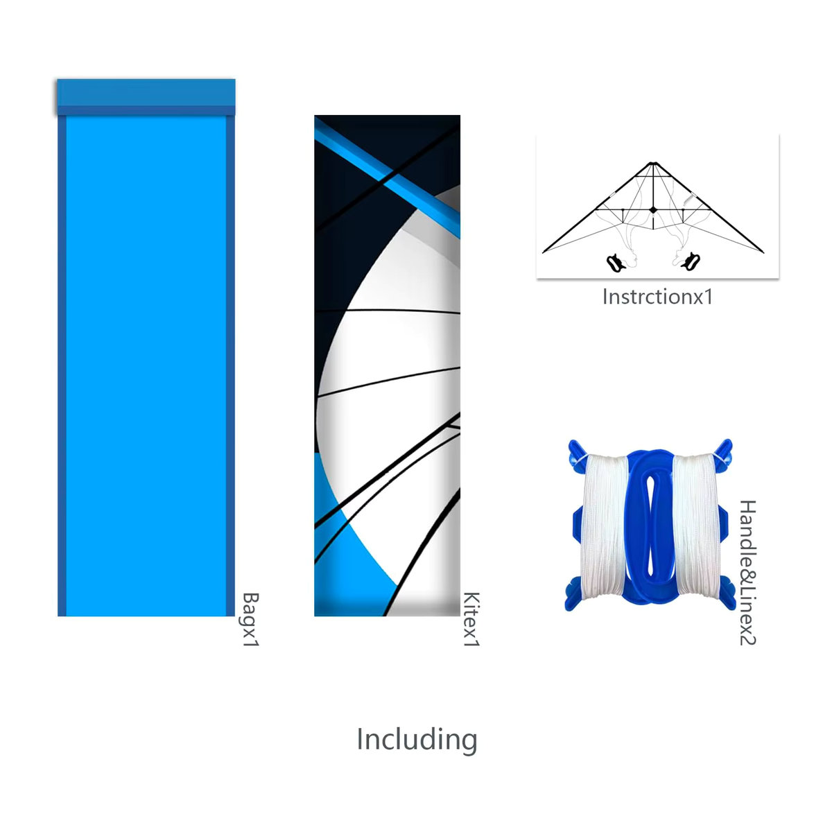 Good Flying Factory Outlet 48-Zoll Dual-Line Stunt-Drachen in Blau mit Griff und Leine - Bild 3