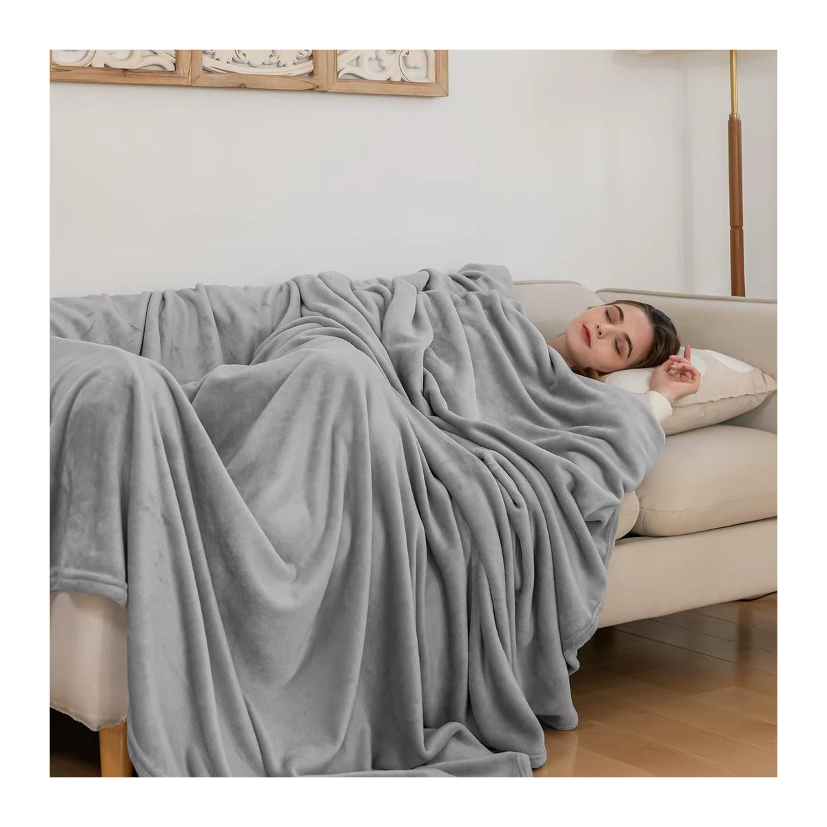 Good Nite Kuscheldecke aus Fleece in Grau, weiche Tagesdecke für Erwachsene - Bild 4
