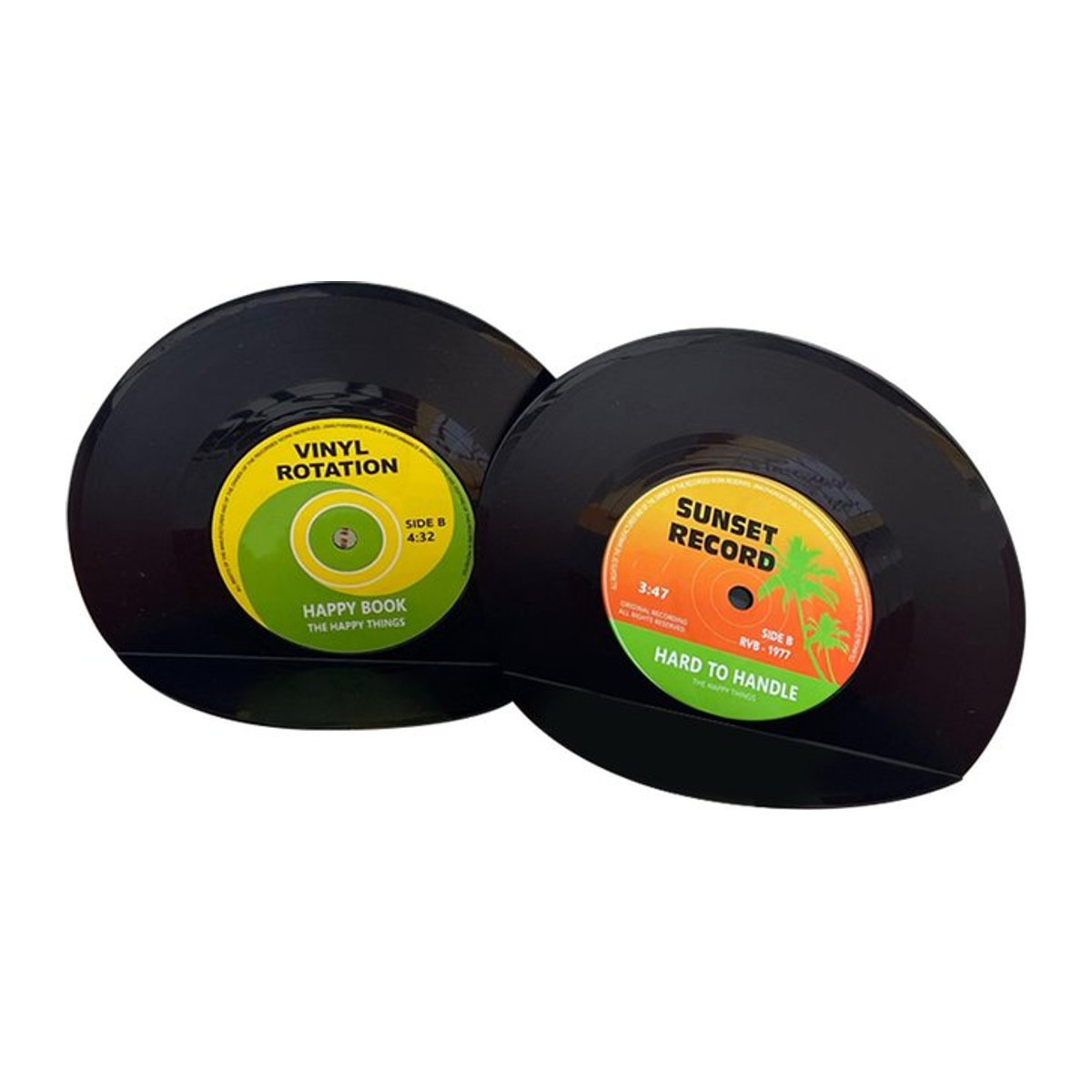 GoolRC 2er Set Vintage Buchstützen in Vinylplatten-Optik aus Kunststoff, Schwarz - Bild 1