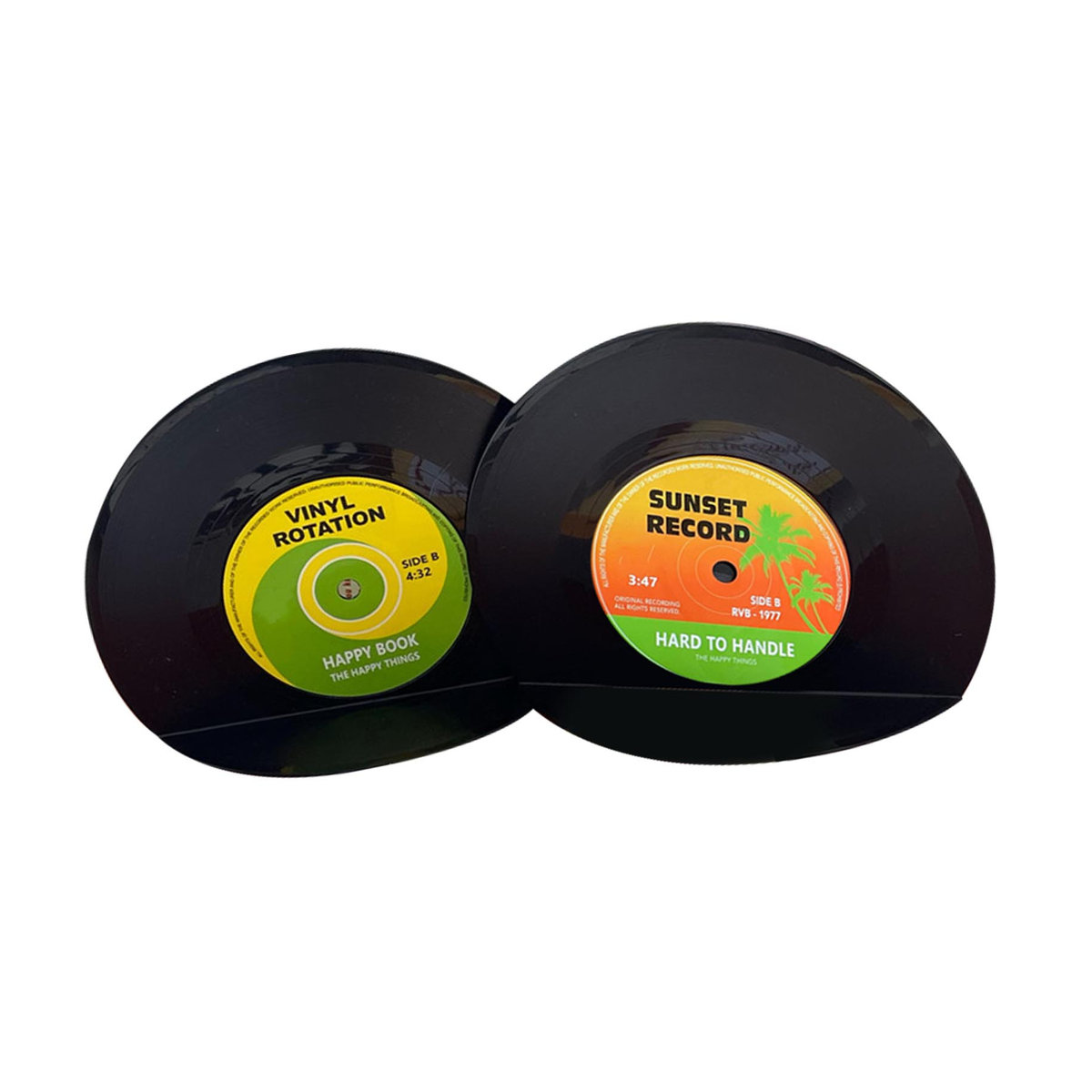 GoolRC 2er Set Vintage Buchstützen in Vinylplatten-Optik aus Kunststoff, Schwarz - Bild 2