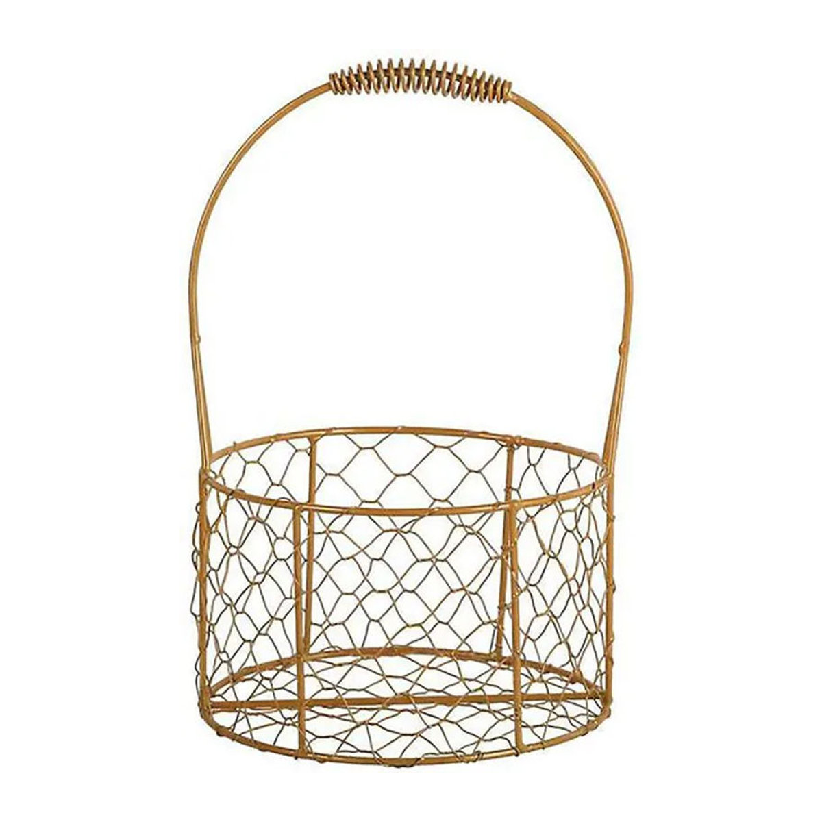 GoolRC Dekorative Blumenkorb aus Metall in Gold, runder Hängender Blumenkorb für Hochzeiten und Geburtstage - Bild 1