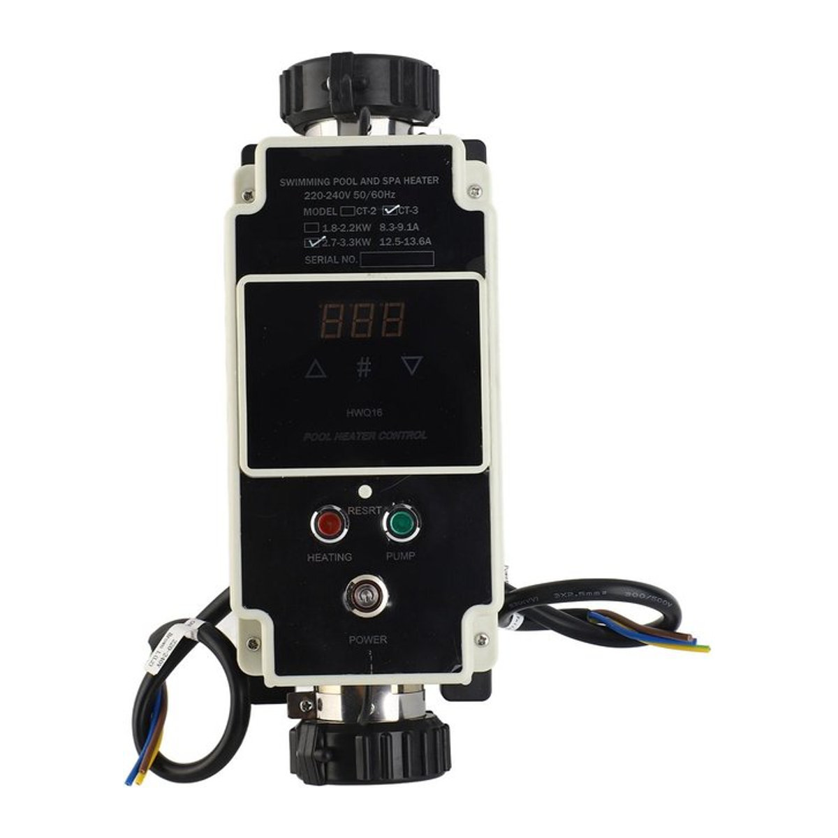 GoolRC Elektrische Poolheizung mit Digitalthermostat für Schwimmbad und Whirlpool aus Edelstahl, 2,7 bis 3,3 kW - Bild 1